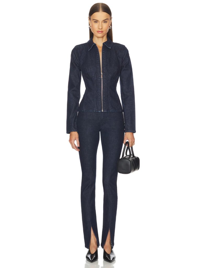 Grlfrnd Danielle Bustier Jacket In Alvarado St Denim Blue